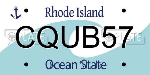 CQUB57 Rhode Island License Plate