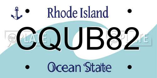 CQUB82 Rhode Island License Plate