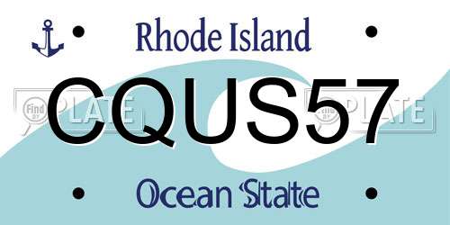 CQUS57 Rhode Island License Plate