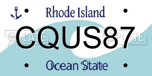 CQUS87 Rhode Island License Plate
