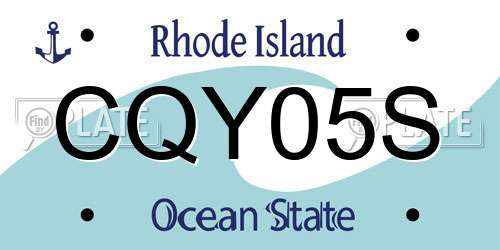 CQY05S Rhode Island License Plate