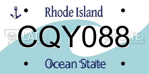 CQY088 Rhode Island License Plate