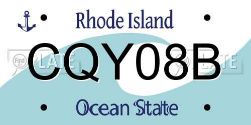 CQY08B Rhode Island License Plate