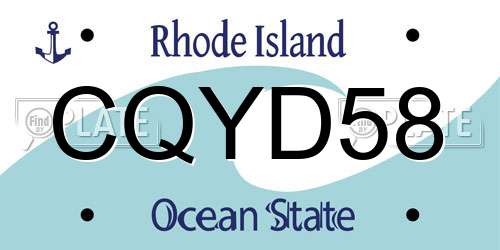 CQYD58 Rhode Island License Plate