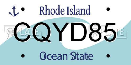 CQYD85 Rhode Island License Plate