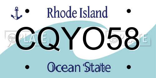 CQYO58 Rhode Island License Plate