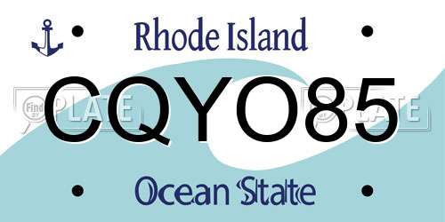 CQYO85 Rhode Island License Plate