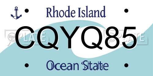 CQYQ85 Rhode Island License Plate