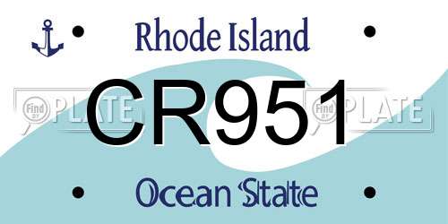 CR951 Rhode Island License Plate