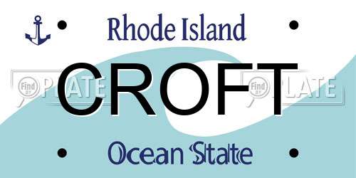 CROFT Rhode Island License Plate