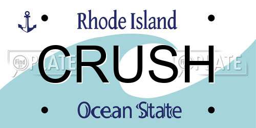 CRUSH Rhode Island License Plate