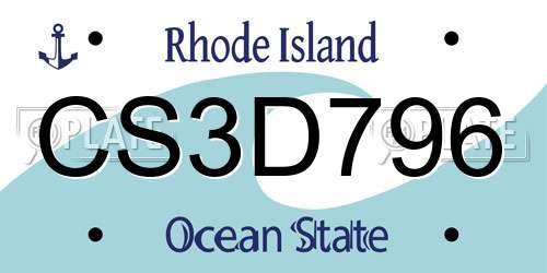 CS3D796 Rhode Island License Plate