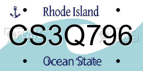 CS3Q796 Rhode Island License Plate