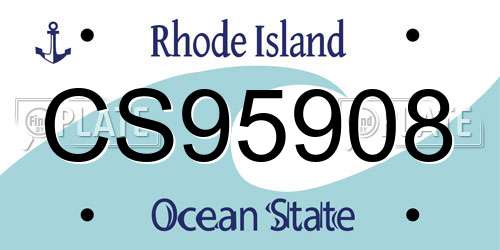 CS95908 Rhode Island License Plate