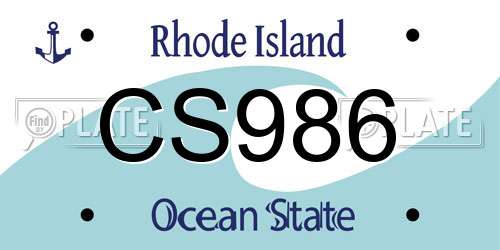 CS986 Rhode Island License Plate