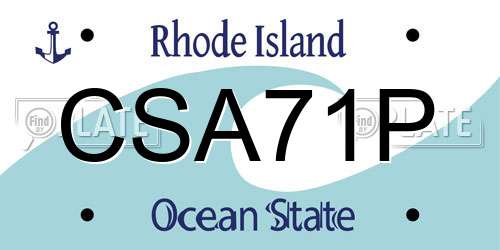 CSA71P Rhode Island License Plate