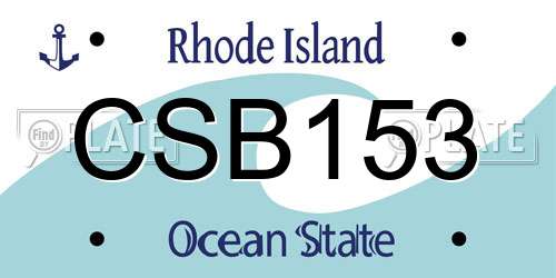 CSB153 Rhode Island License Plate