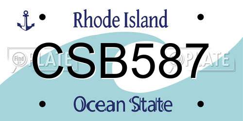 CSB587 Rhode Island License Plate