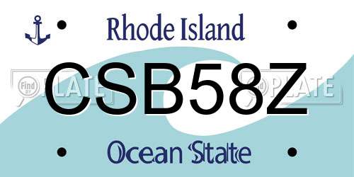 CSB58Z Rhode Island License Plate