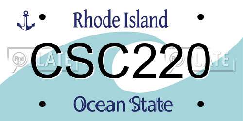 CSC220 Rhode Island License Plate