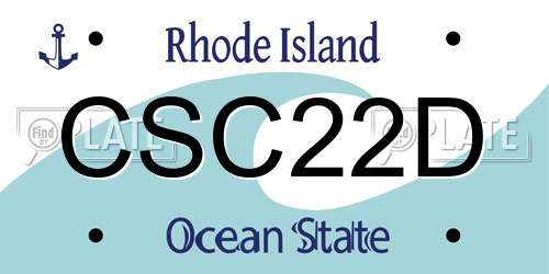 CSC22D Rhode Island License Plate