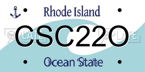 CSC22O Rhode Island License Plate