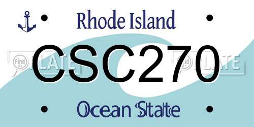 CSC270 Rhode Island License Plate