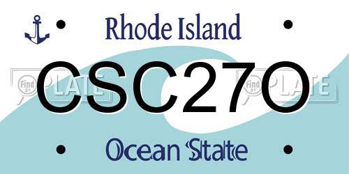 CSC27O Rhode Island License Plate