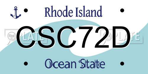 CSC72D Rhode Island License Plate