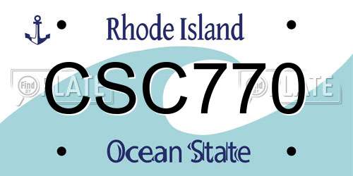 CSC770 Rhode Island License Plate