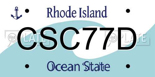 CSC77D Rhode Island License Plate