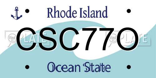 CSC77O Rhode Island License Plate