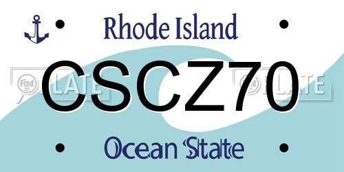CSCZ70 Rhode Island License Plate