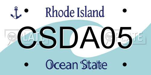 CSDA05 Rhode Island License Plate