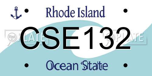 CSE132 Rhode Island License Plate