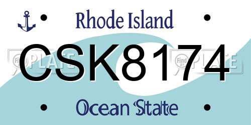 CSK8174 Rhode Island License Plate