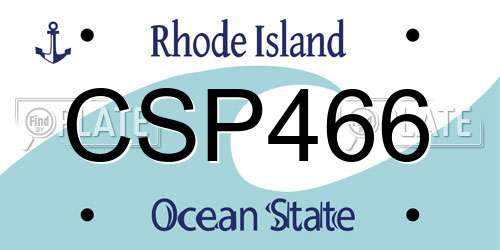 CSP466 Rhode Island License Plate