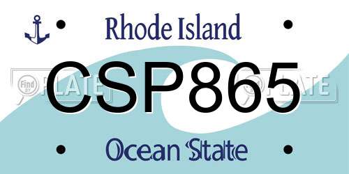 CSP865 Rhode Island License Plate