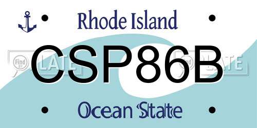 CSP86B Rhode Island License Plate