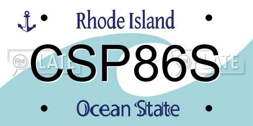 CSP86S Rhode Island License Plate