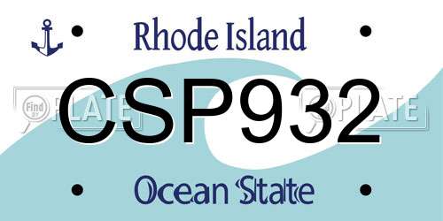 CSP932 Rhode Island License Plate