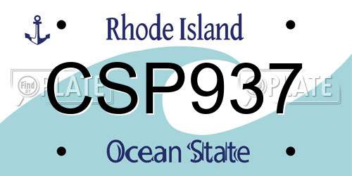 CSP937 Rhode Island License Plate