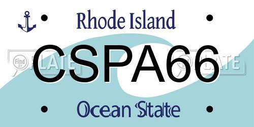 CSPA66 Rhode Island License Plate
