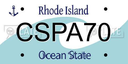 CSPA70 Rhode Island License Plate