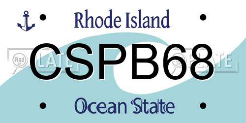 CSPB68 Rhode Island License Plate