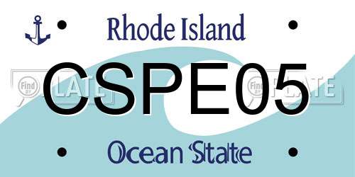 CSPE05 Rhode Island License Plate