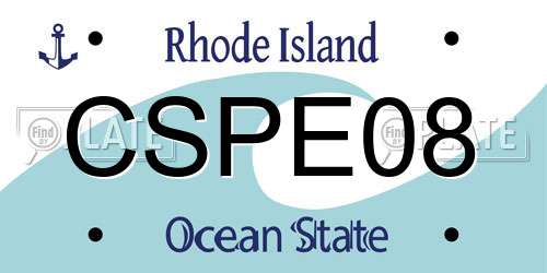 CSPE08 Rhode Island License Plate