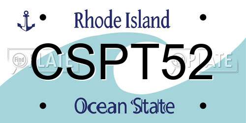 CSPT52 Rhode Island License Plate