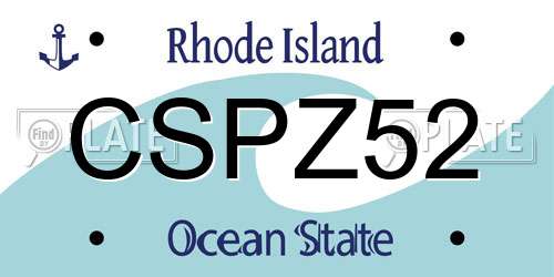 CSPZ52 Rhode Island License Plate