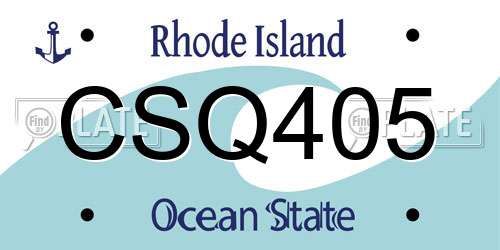CSQ405 Rhode Island License Plate